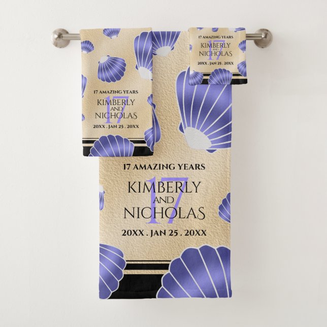 Conjunto De Toalhas Aniversário de Casamento do Elegant 17th Shells (Insitu)