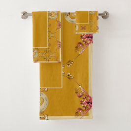 Conjunto De Toalhas Aniversário de Casamento Ochre do Ouro 50