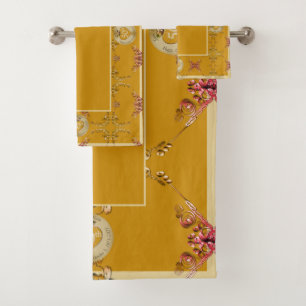 Conjunto De Toalhas Aniversário de Casamento Ochre do Ouro 50