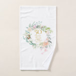 Conjunto De Toalhas Aniversário do Casamento do Ouro 50 Watercolor Flo<br><div class="desc">Apresentando uma delicada camada floral de aquarela,  este travesseiro botânico de 50 anos de casamento pode ser personalizado com os detalhes especiais de seu aniversário em tipografia elegante de ouro. Projetado por Thisnotme©</div>