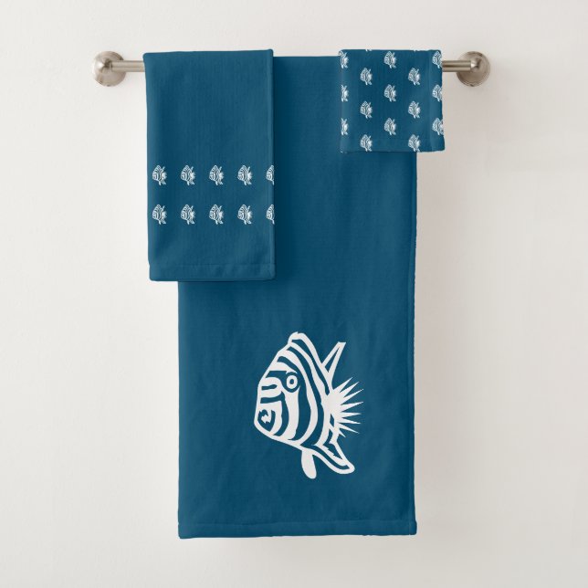 Conjunto De Toalhas Anjo de pesca Mar Azul e branco (Insitu)