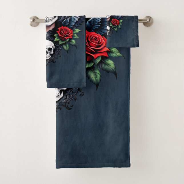 Conjunto De Toalhas Anjo do Crânio de Açúcar com Rosas. (Insitu)