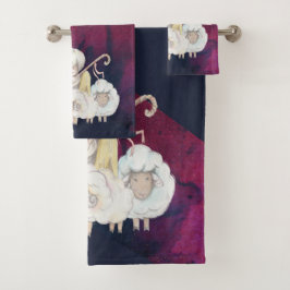 Conjunto De Toalhas Anjo Pastor com 2 Cordeiros Pastoral