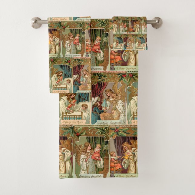 Conjunto De Toalhas Anjos dourados, crianças e verde (Insitu)