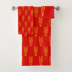 Conjunto De Toalhas Ano Novo Lunar Chinês do Cavalo 2026 4724 Fogo