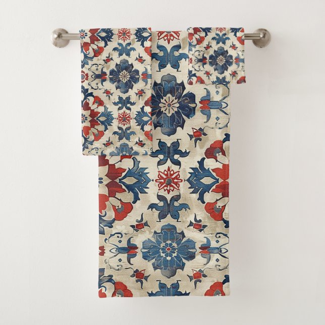 Conjunto De Toalhas Antiguamente Turco Oriental Quilim Floral Rug (Insitu)