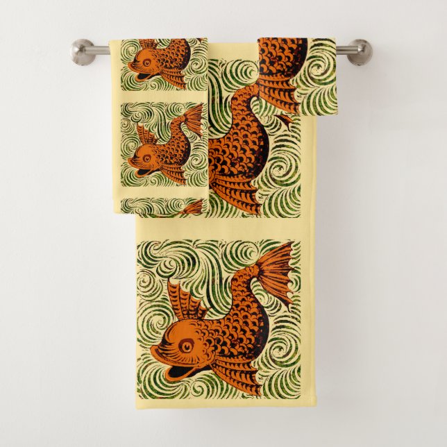 Conjunto De Toalhas Antiguidade de Peixe Azulejo Antigo (Insitu)