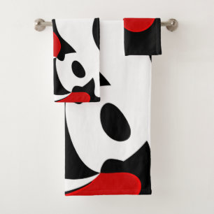 Conjunto De Toalhas Ao Sr. Redd: Abstrato Preto, Branco e Vermelho