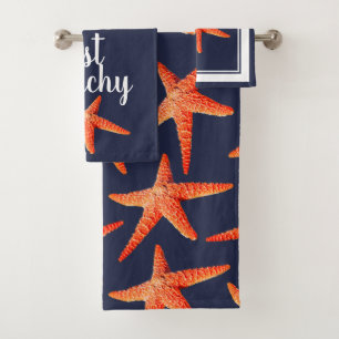 Conjunto De Toalhas Apenas estrela do mar & marinho alaranjados
