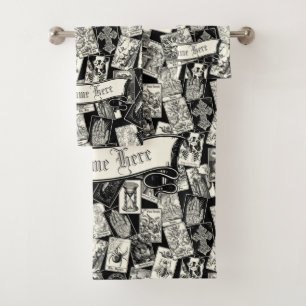 Conjunto De Toalhas Apotário de Bruxaria Vitoriana de Tarot Gótico