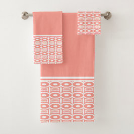 Conjunto De Toalhas Apricot Negrito e Padrão Geométrico Abstrato Branc