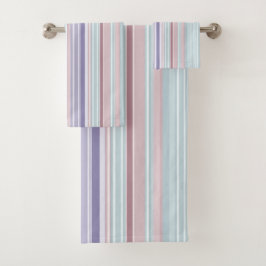 Conjunto De Toalhas Aqua, Blush and Lavender Stripes