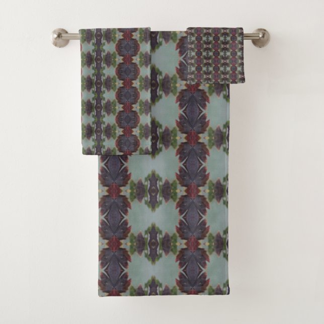 Conjunto De Toalhas Aqua Burgundy E Verde (Insitu)