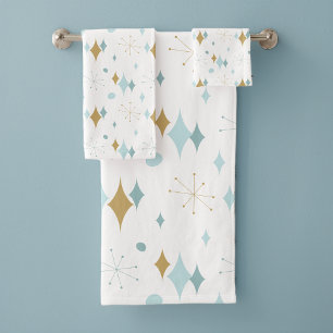 Conjunto De Toalhas Aqua, Dourado padrão de Meio século de Starburst