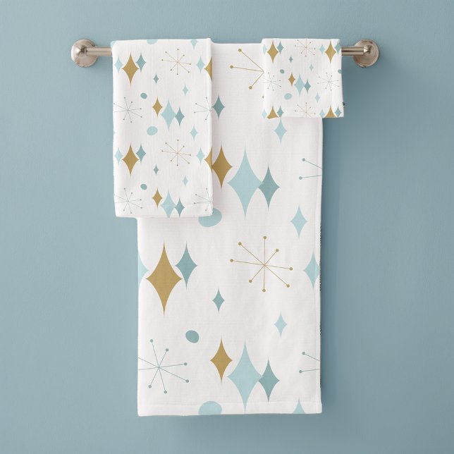 Conjunto De Toalhas Aqua, Dourado padrão de Meio século de Starburst (Criador carregado)