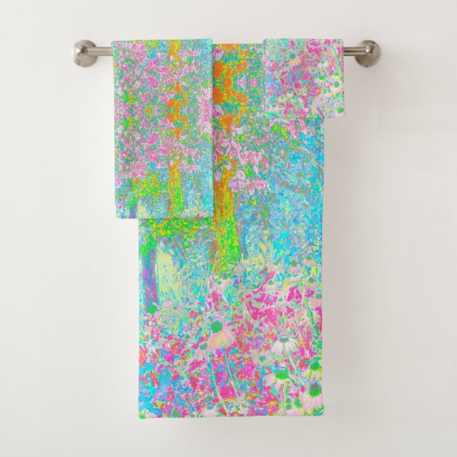 Conjunto De Toalhas Aqua e o Sol Rosa Quente no Meu Jardim Rubio (Insitu)