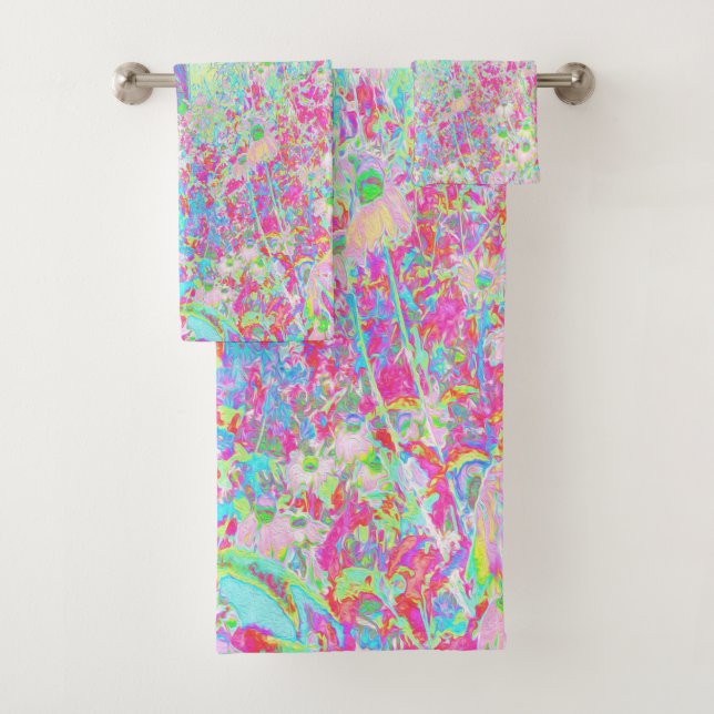 Conjunto De Toalhas Aqua e o Sol Rosa Quente no Meu Jardim Rubio (Insitu)