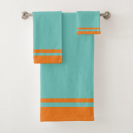 Conjunto De Toalhas Aqua e Orange Sport Team Colors Bath Totoset