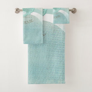 Conjunto De Toalhas Aqua ID623 azul de Shell dos moluscos da casa de