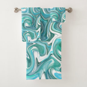 Conjunto De Toalhas Aqua Swirl Bath Towels