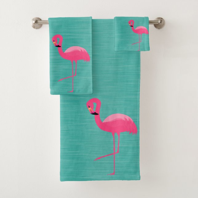 CONJUNTO DE TOALHAS AQUA TEXTURA BRUTA FLAMINGO BATHROOM TOWEL SET (Insitu)