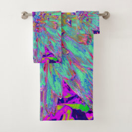 Conjunto De Toalhas Aquamarine Rainbow Color Abstrato Dahlia Flower