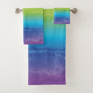 Conjunto De Toalhas Aquarela Arco-Íris Brito Brilhante Vibrante