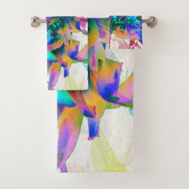 Conjunto De Toalhas Aquarela Atormentada Rainbow Cactus Dahlia