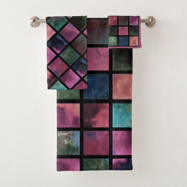 Conjunto De Toalhas Aquarela, azulejo (Insitu)