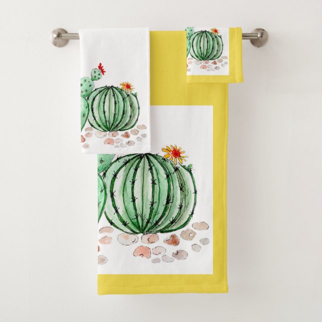 Conjunto De Toalhas aquarela, cacto (Insitu)