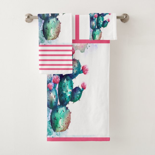 Conjunto De Toalhas aquarela Cactus (Insitu)