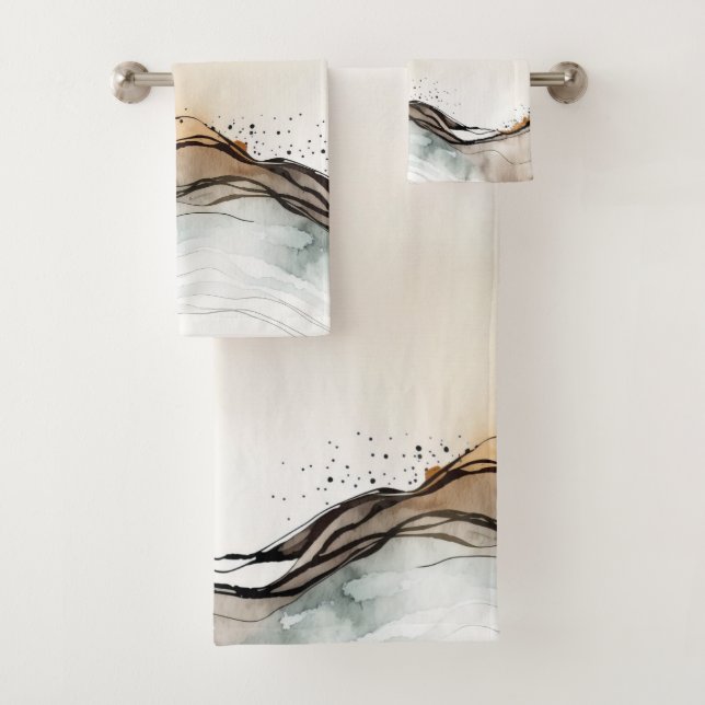 Conjunto De Toalhas Aquarela de Abstrato etéreo (Insitu)