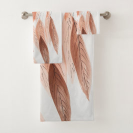 Conjunto De Toalhas Aquarela Deixa Castanho Terracotta Beige Blush