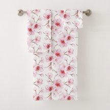 Aquarela Flor de Cerejeira Rosa Branco