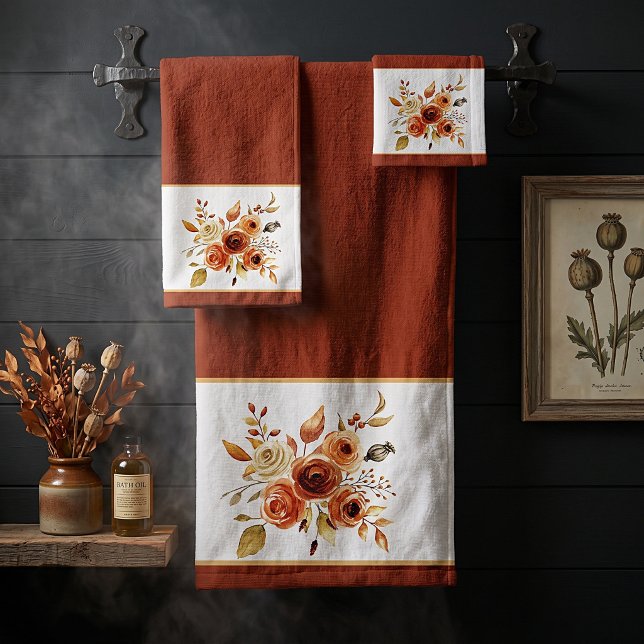 Conjunto De Toalhas Aquarela floral de outono  (Criador carregado)