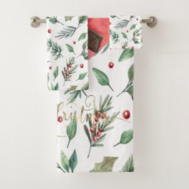 Conjunto De Toalhas Aquarela Folhagem de Frutas de Azálea