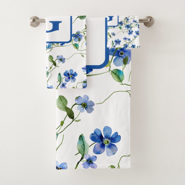 Conjunto De Toalhas aquarela me esqueceu não flores Monograma (Insitu)