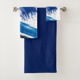 Conjunto De Toalhas Aquarela multimídia azul artística abstrata