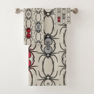 Conjunto De Toalhas Aranhas - Branco Osso e Preto Bato
