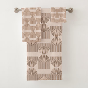 Conjunto De Toalhas Arco da Linha Arco Arco-Íris de Boho em Castanho 