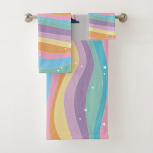 Conjunto De Toalhas Arco-íris Colorido da Moda, Estrelas
