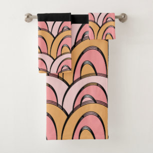 Conjunto De Toalhas Arco-íris Groovy Laranja Rosa Padrão