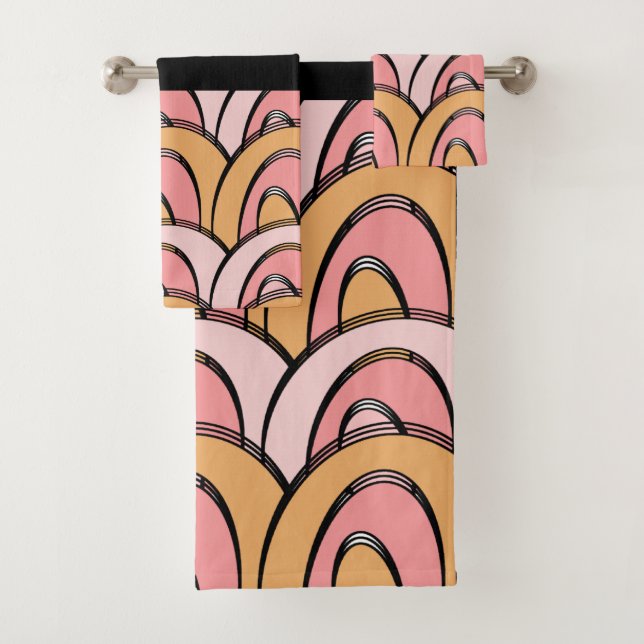 Conjunto De Toalhas Arco-íris Groovy Laranja Rosa Padrão (Insitu)