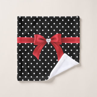 Conjunto De Toalhas Arco Vermelho Glam - Bolinhas Brancas - Preto