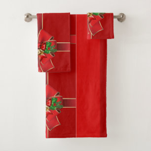 Conjunto De Toalhas Arcos de Natal Vermelho Sinos Feriados Bandas