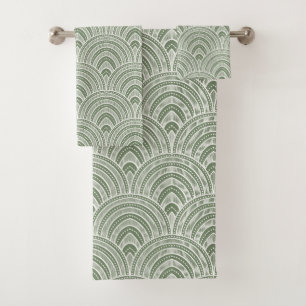 Conjunto De Toalhas Arcos Verdes do na moda Geométrico Sage
