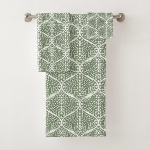 Conjunto De Toalhas Arcos Verdes do na moda Geométrico Sage
