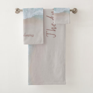 Conjunto De Toalhas areia tropical praia oceano ensolarado ondas moder