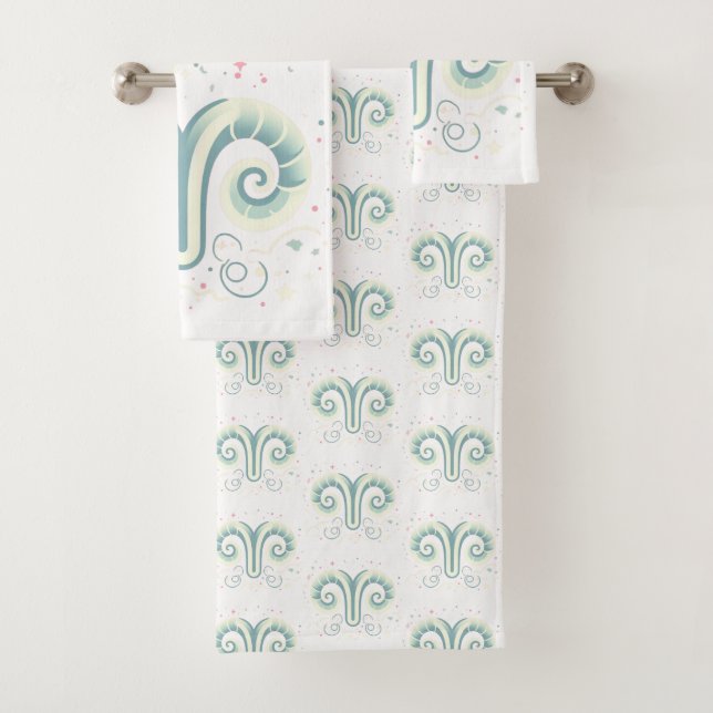 Conjunto De Toalhas ARIES, Design abstrato do Sinal Zodíaco, (Insitu)