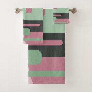Conjunto De Toalhas Art Deco Composição Rosa e Verde #2